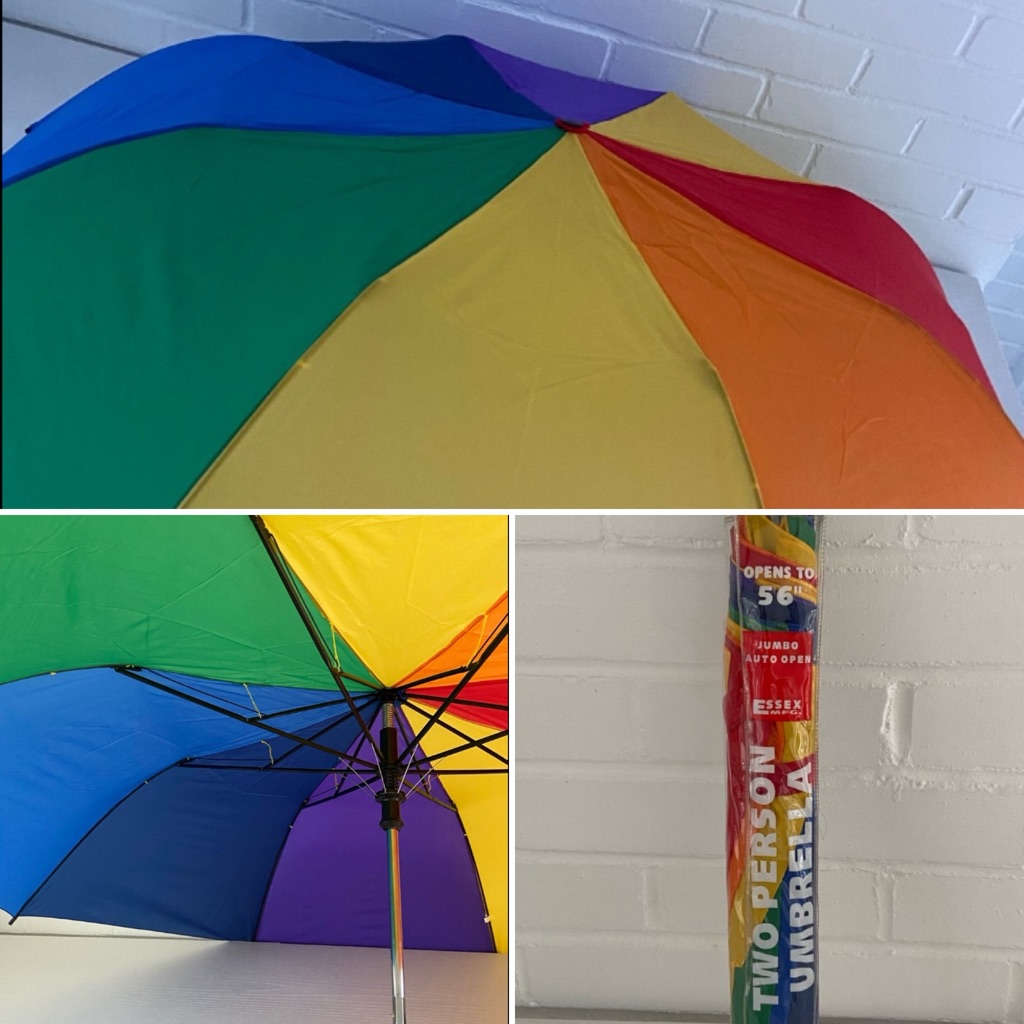 Brand New Two Person Rainbow Umbrella  Jumbo 56 Auto Open